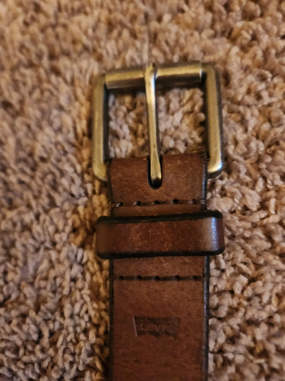 Levis Men's Leather Belt in Brown With Brass Buckle